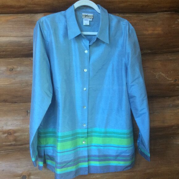 Coldwater Creek Blue Silk Shift Dress Jacket Set Size 16 - Picture 2 of 9